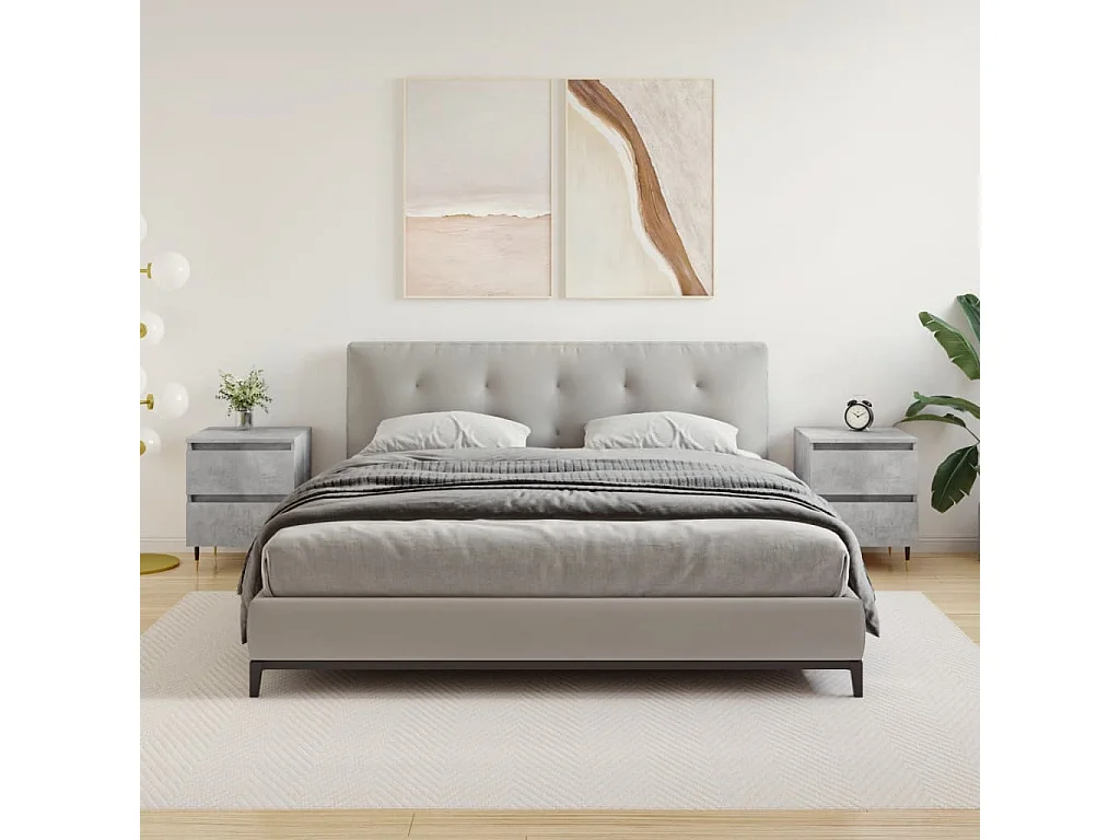 Mesitas de noche 2 piezas gris cemento 40x35x50 cm madera contrachapada