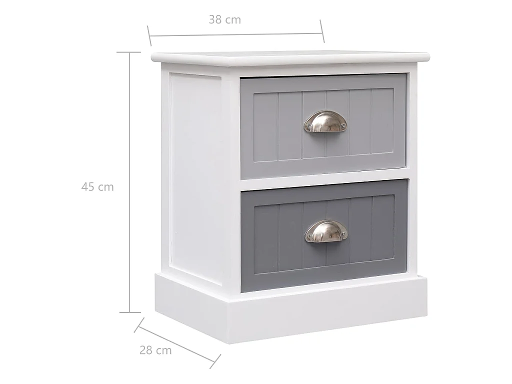 Tables de chevet 2 pcs Gris 38x28x45 cm Bois