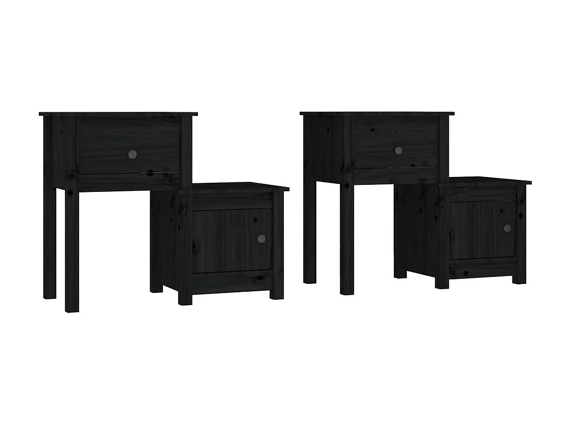 Nachtkastjes 2 stuks Zwart 79,5x38x65,5 cm Massief grenenhout