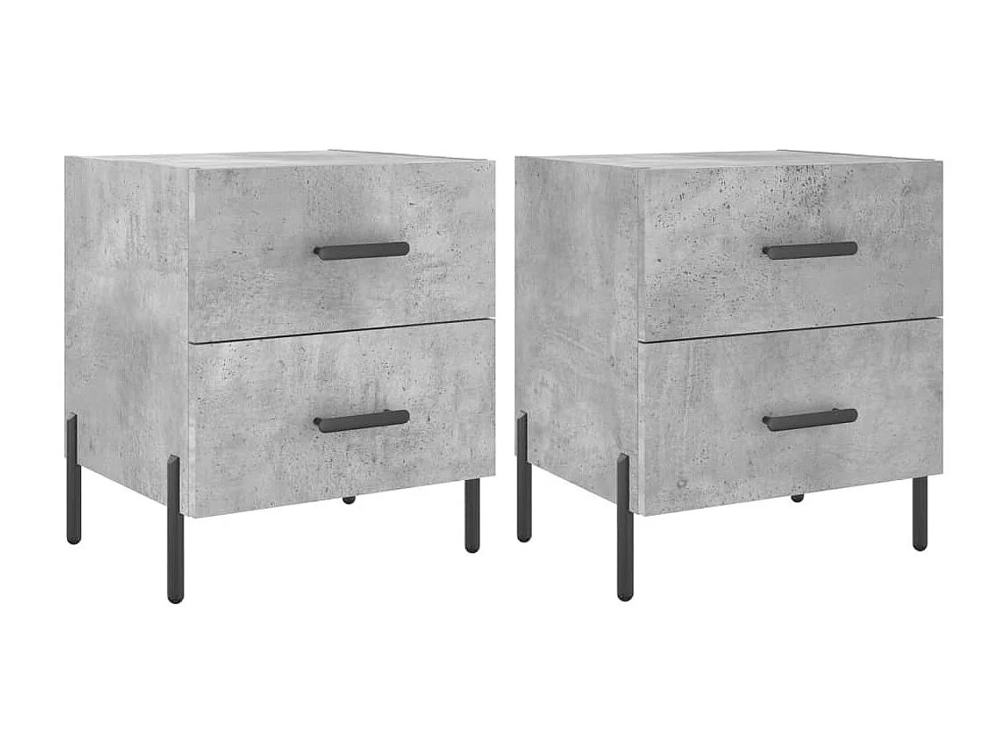 Tables de chevet 2pcs gris béton 40x35x47,5cm bois d’ingénierie