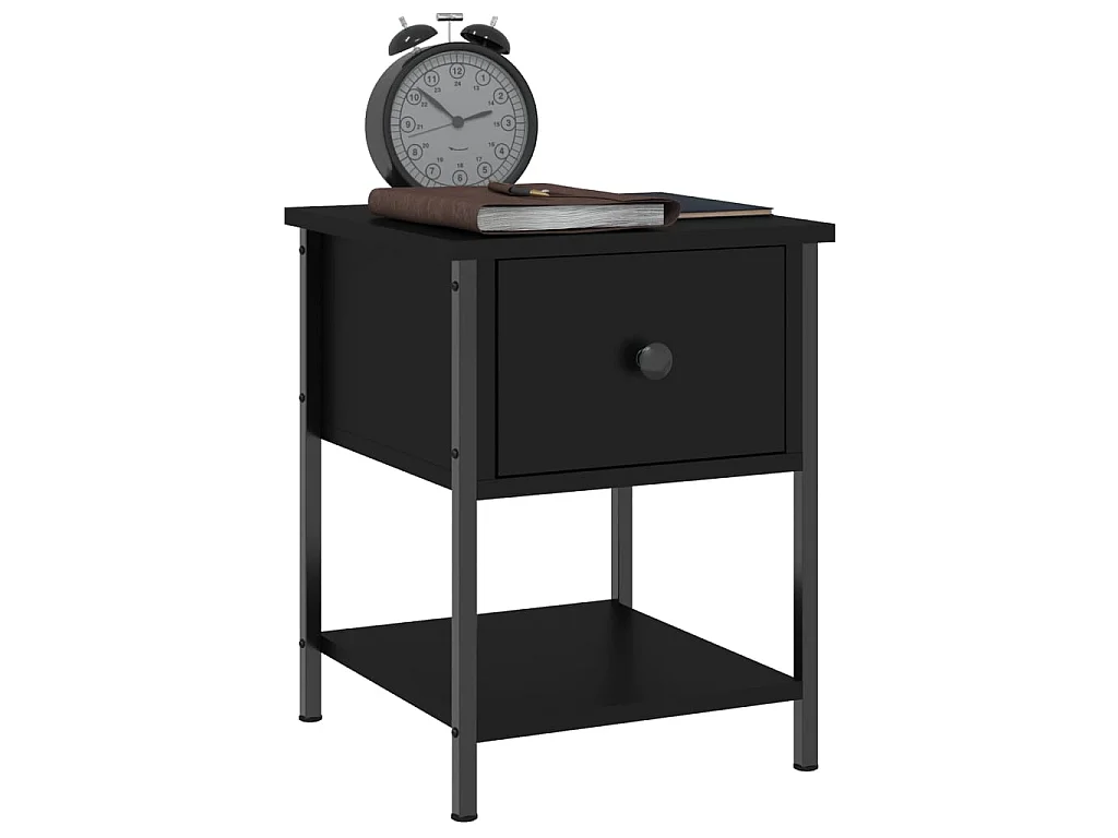 Table de chevet noir 34x35,5x45 cm bois d’ingénierie
