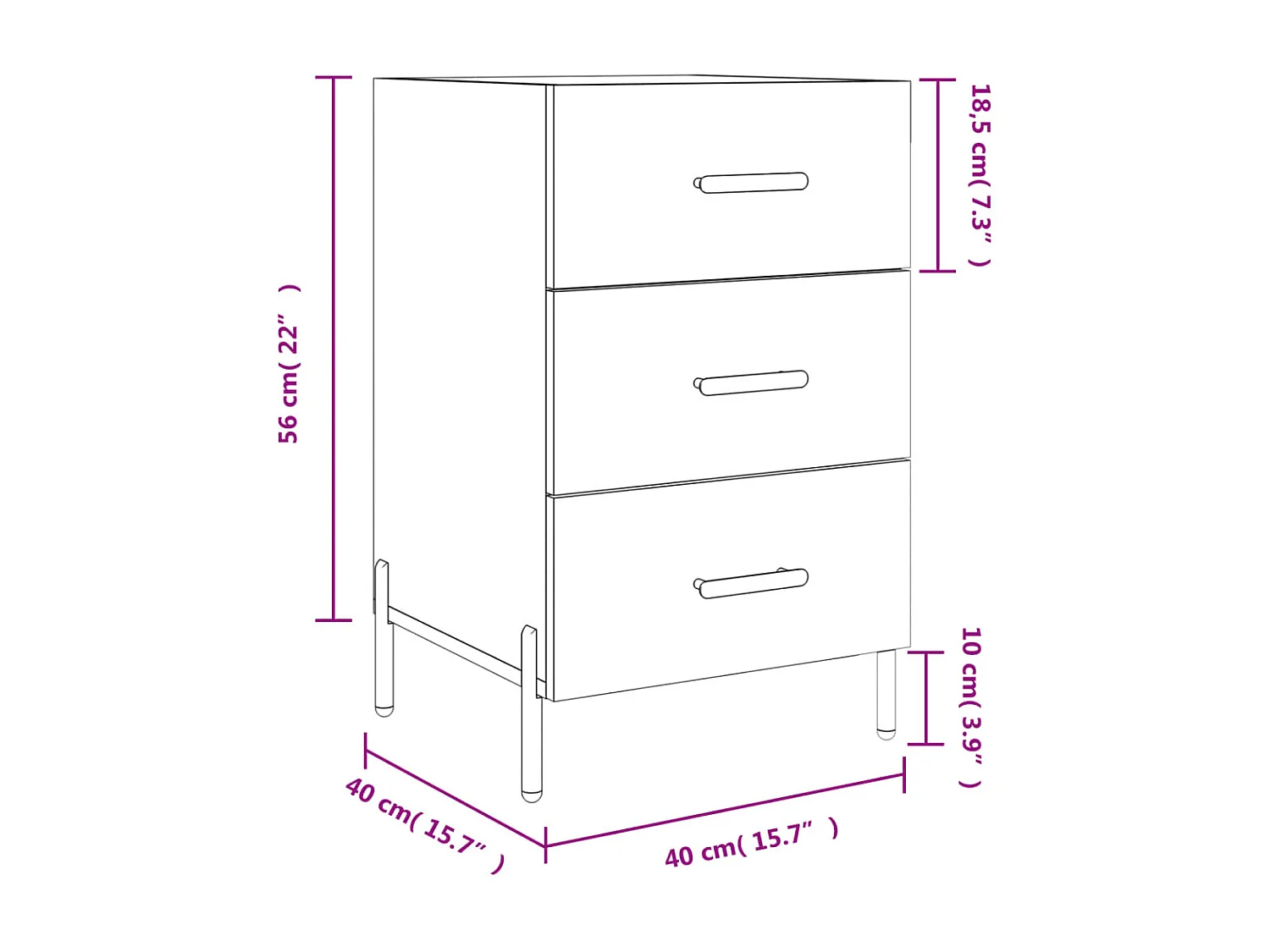 Table de chevet gris béton 40x40x66 cm bois d'ingénierie