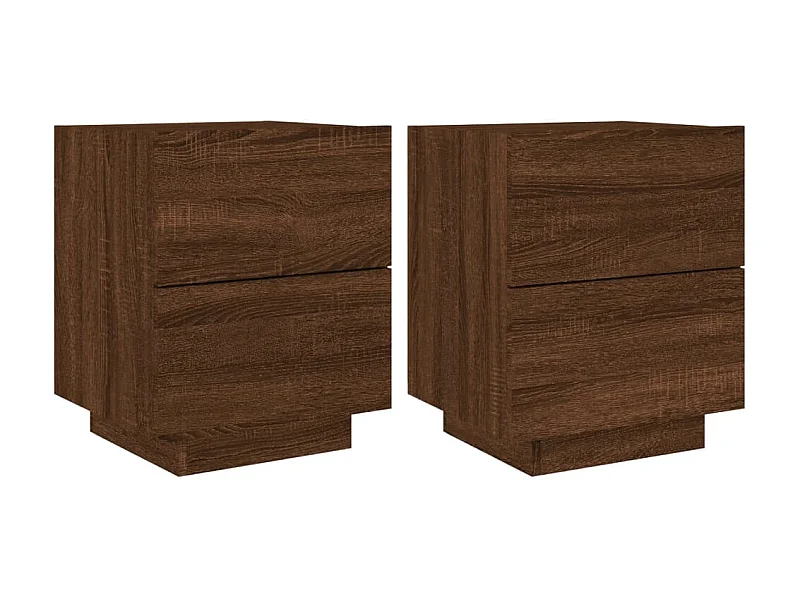 Comodini e luci a LED 2 pz rovere marrone