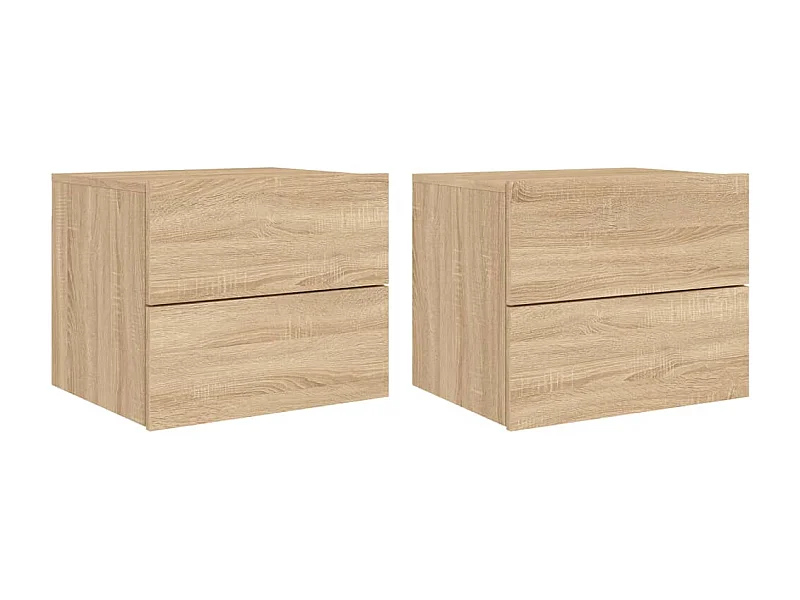 Tables de chevet murales avec lumières LED 2 pcs chêne sonoma
