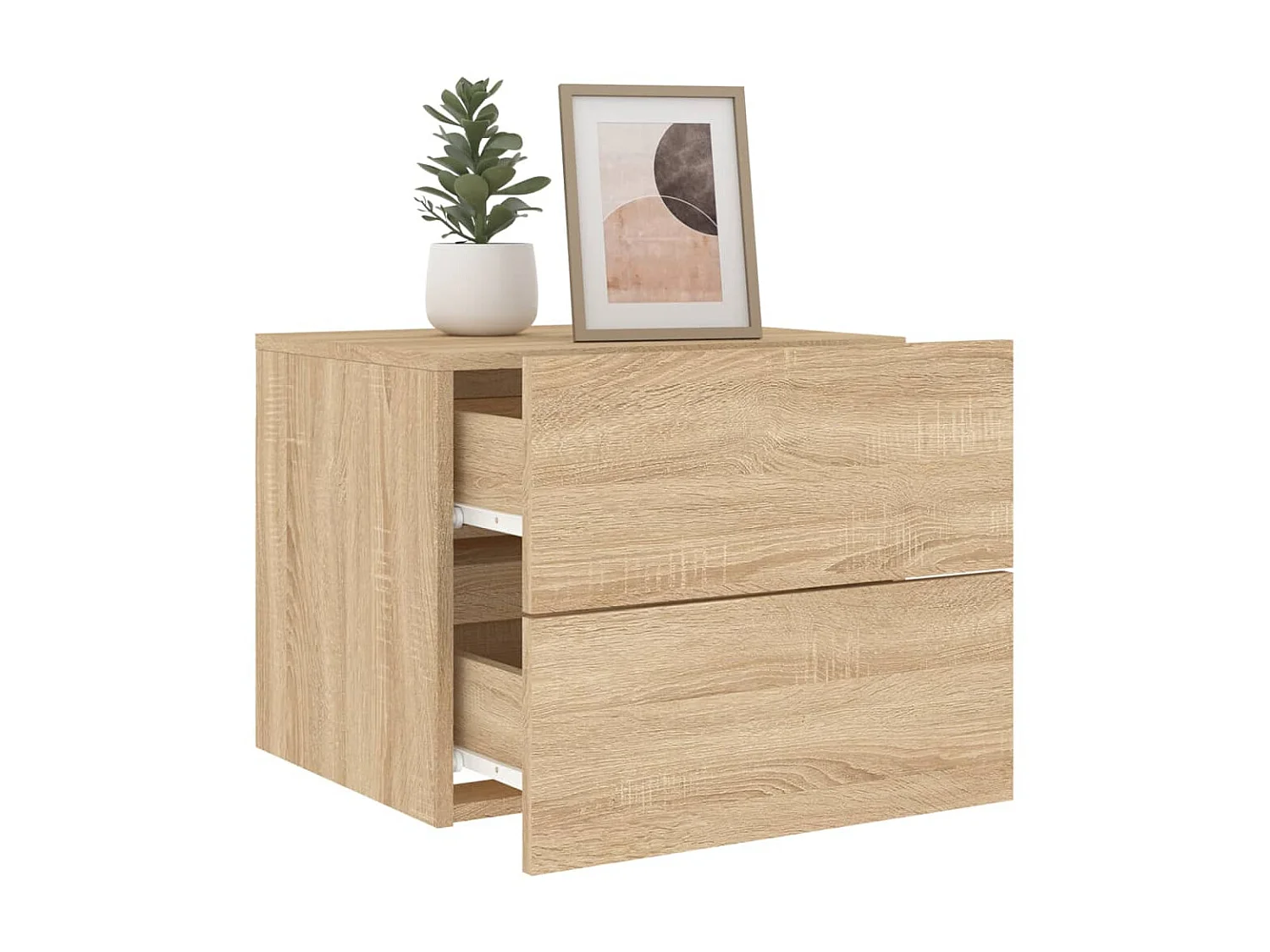 Tables de chevet murales avec lumières LED 2 pcs chêne sonoma