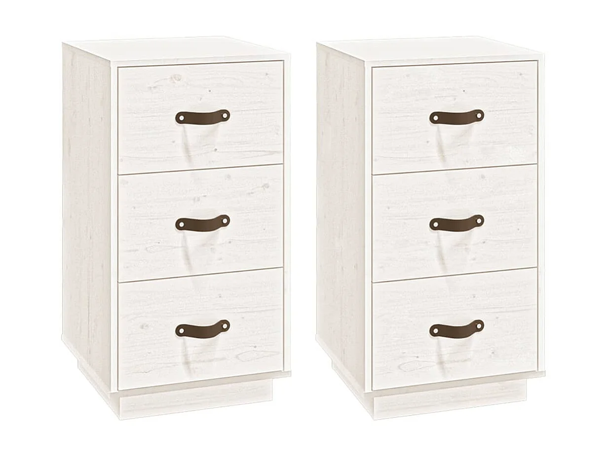 Mesas de cabeceira 2 peças branco 40x40x75 cm madeira maciça de pinho