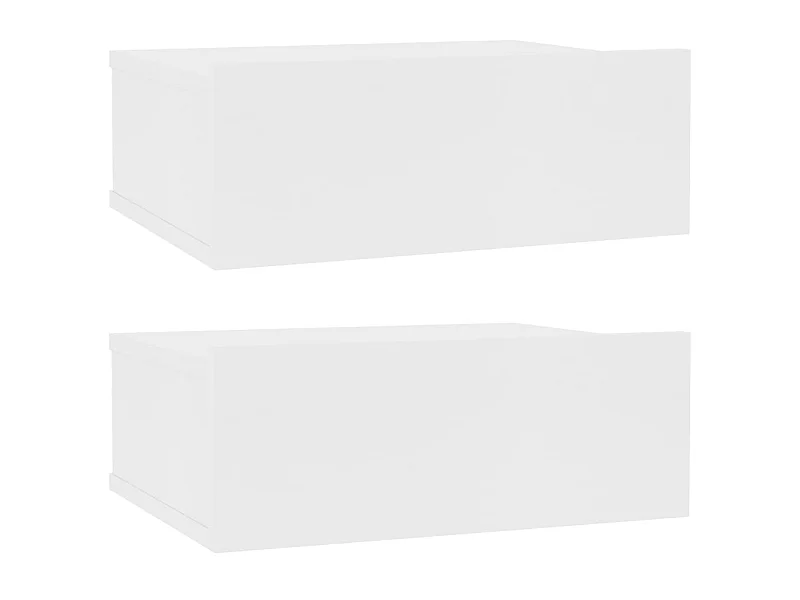 Mesitas de noche flotantes 2 uds Aglomerado Blanco 40x30x15 cm
