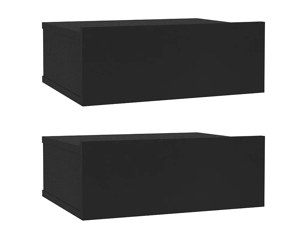 Comodini sospesi 2 pz Nero 40x30x15 cm