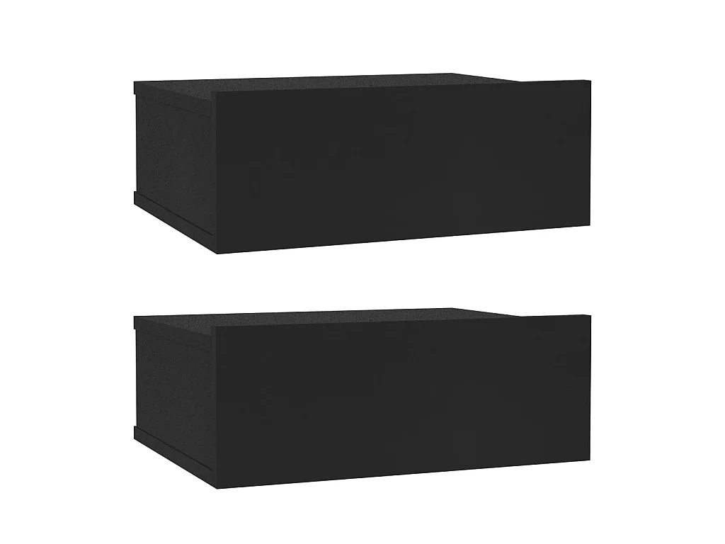 Tables de chevet flottantes 2 pcs Noir 40x30x15 cm