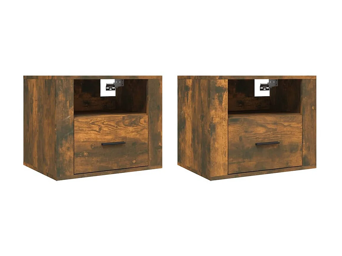 Nachtkastjes voor wandmontage 2 stuks Gerookt eiken 50x36x40 cm
