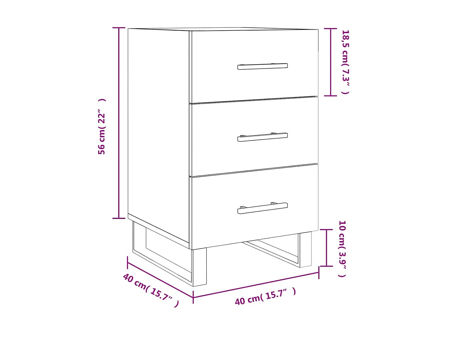 Comodino Sonoma grigio 40x40x66 cm in derivati del legno