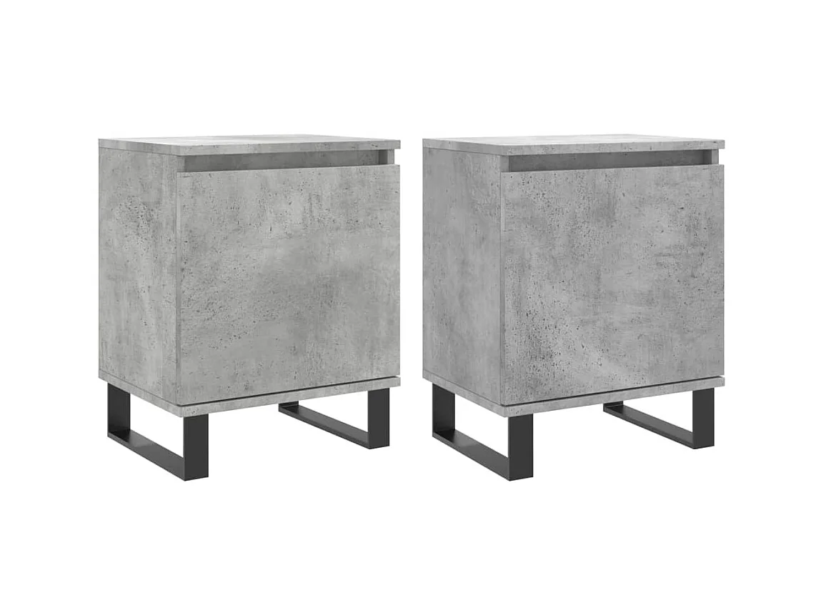 Tables de chevet 2 pcs gris béton 40x30x50 cm bois d'ingénierie