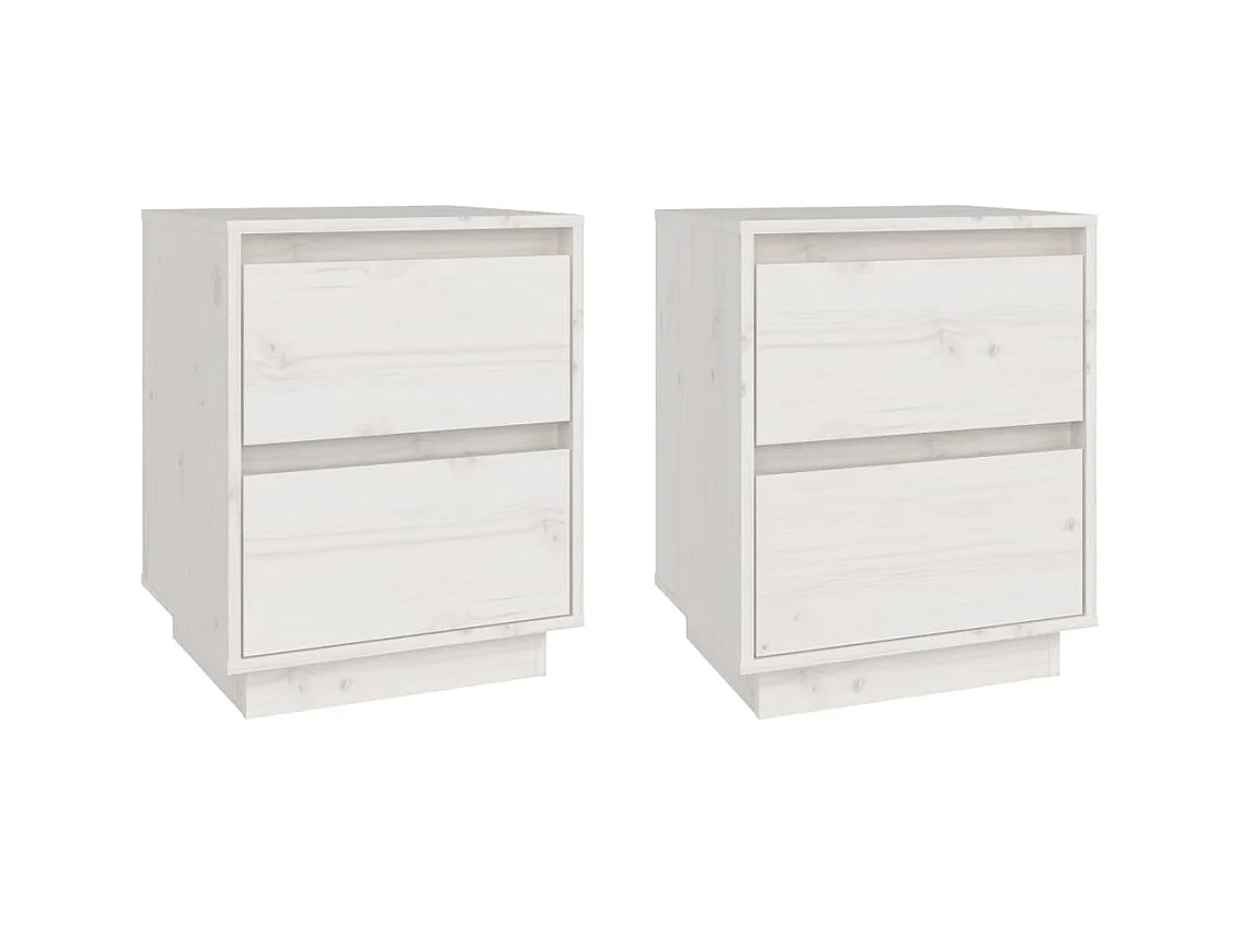 Tables de chevet 2 pcs Blanc 40x35x50 cm Bois de pin solide