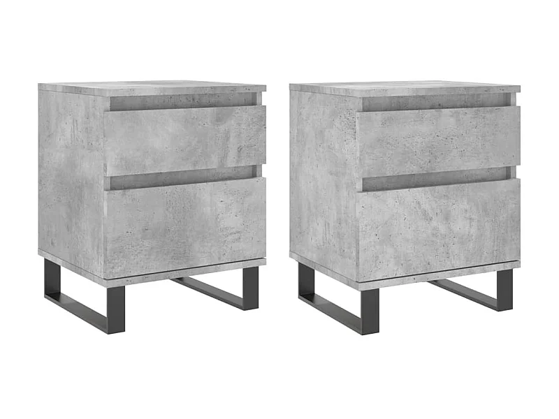 Tables de chevet 2 pcs gris béton 40x35x50 cm bois d’ingénierie