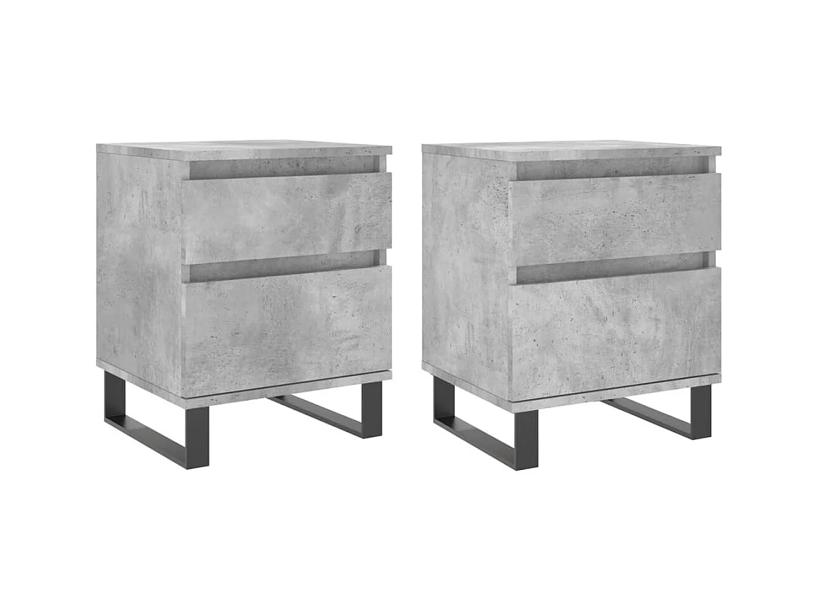Tables de chevet 2 pcs gris béton 40x35x50 cm bois d’ingénierie
