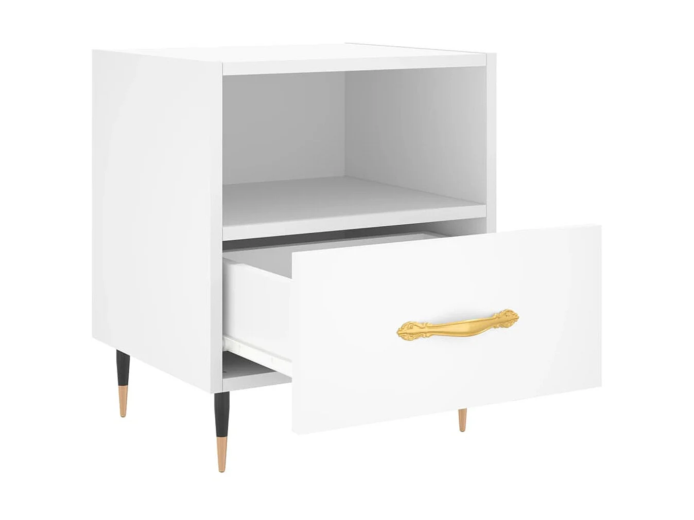 Weißer Nachttisch 40x35x47,5 cm, Holzwerkstoff