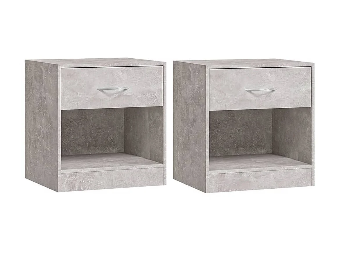 2 stuks nachtkastjes met lade Betongrijs