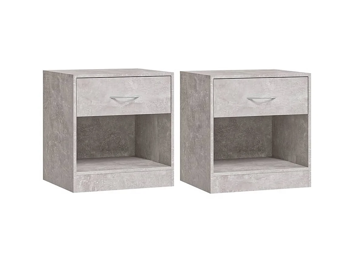 Tables de chevet 2 pcs avec tiroir Gris béton