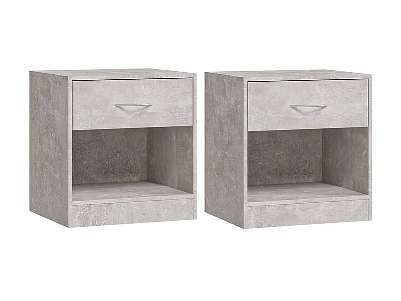 2 stuks nachtkastjes met lade Betongrijs