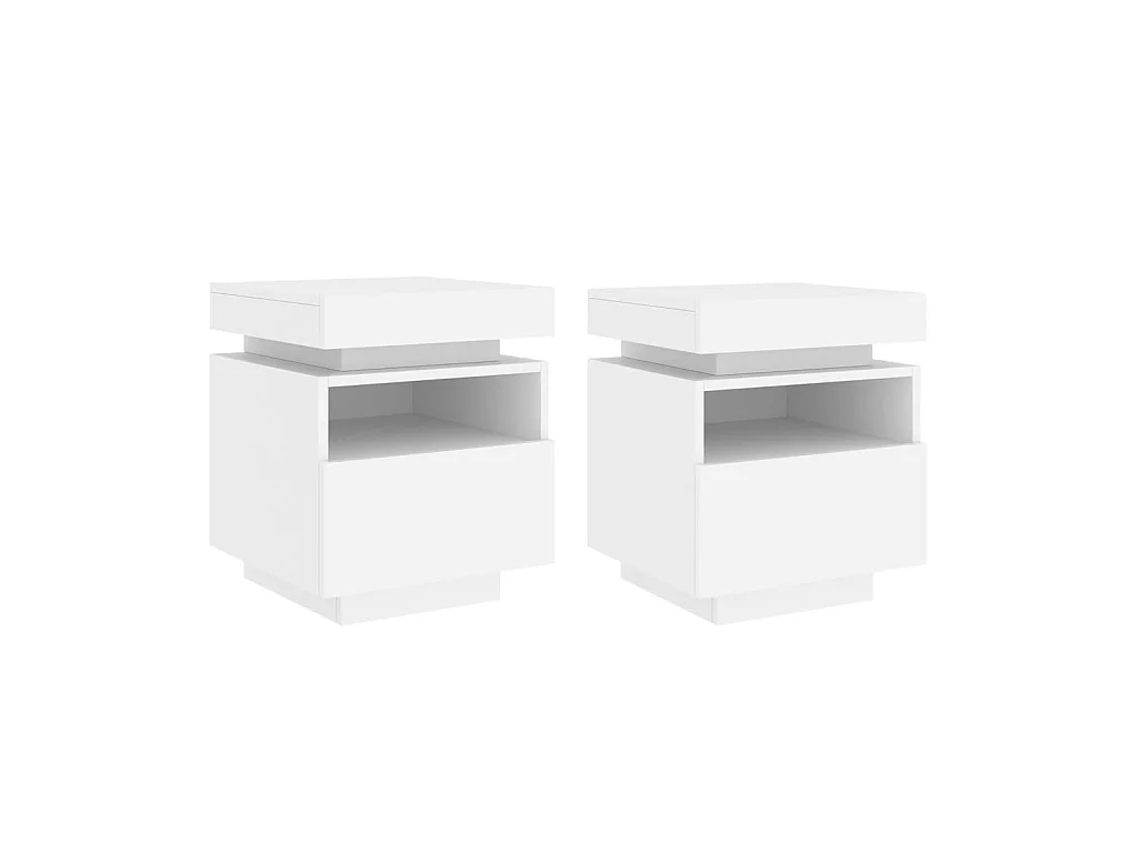 Comodini con luci LED 2 pz bianchi 40x39x48,5 cm
