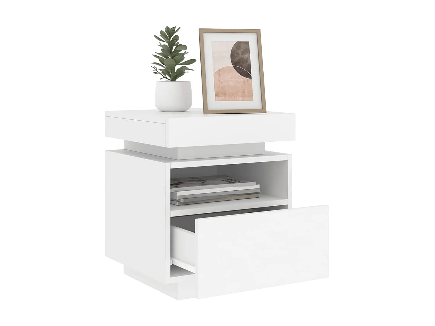 Nachttische mit LED-Leuchten 2 Stück weiß 40x39x48,5 cm