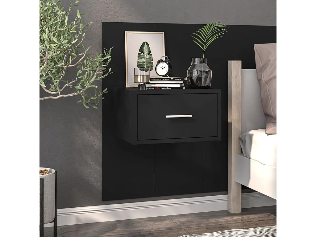 Nachtkastjes voor wandmontage 2 stuks Zwart