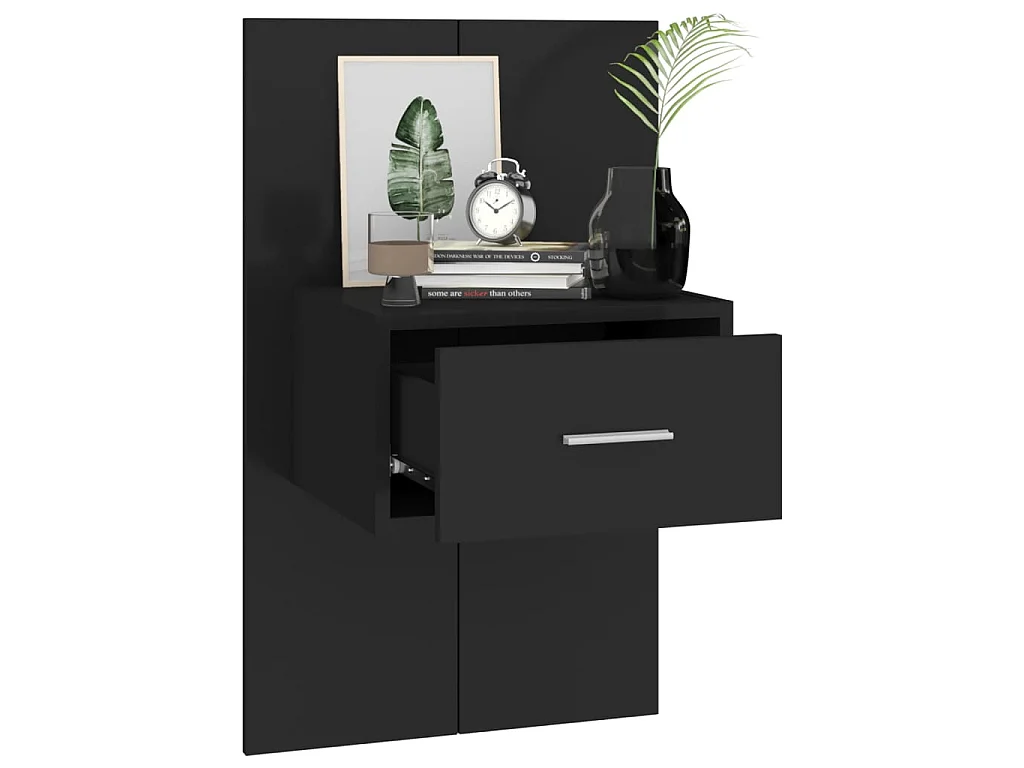 Nachtkastjes voor wandmontage 2 stuks Zwart