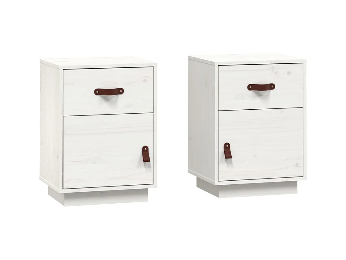 Tables de chevet 2 pcs Blanc 40x34x55 cm Bois de pin massif