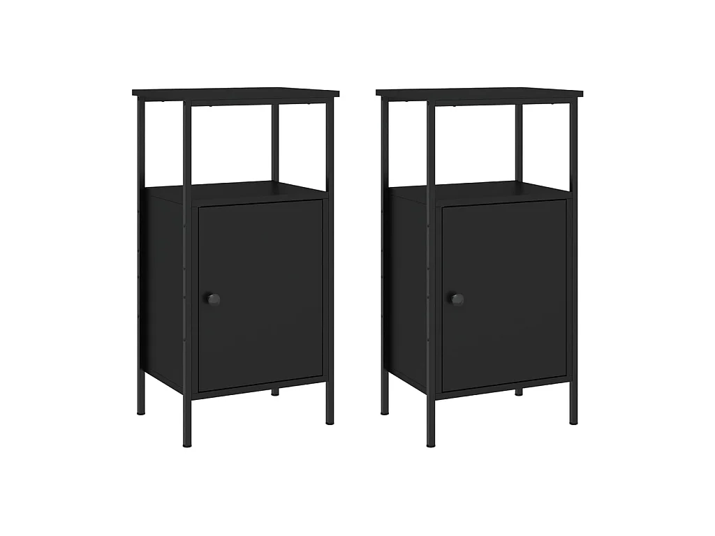 Comodini 2 pezzi neri 41x31x80 cm in MDF