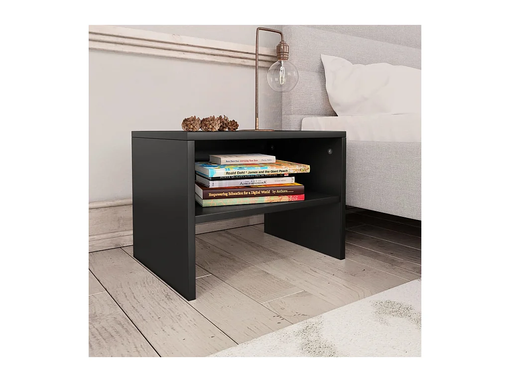 2 pcs Tables de chevet Noir 40 x 30 x 30 cm Aggloméré