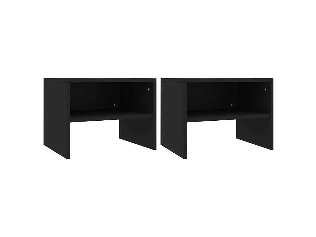 2 pcs Tables de chevet Noir 40 x 30 x 30 cm Aggloméré