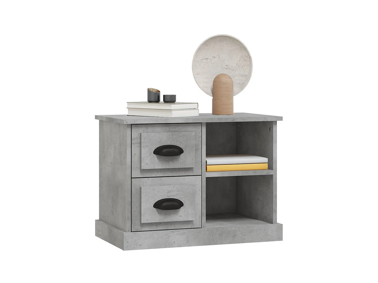 Table de chevet gris béton 60x35,5x45 cm
