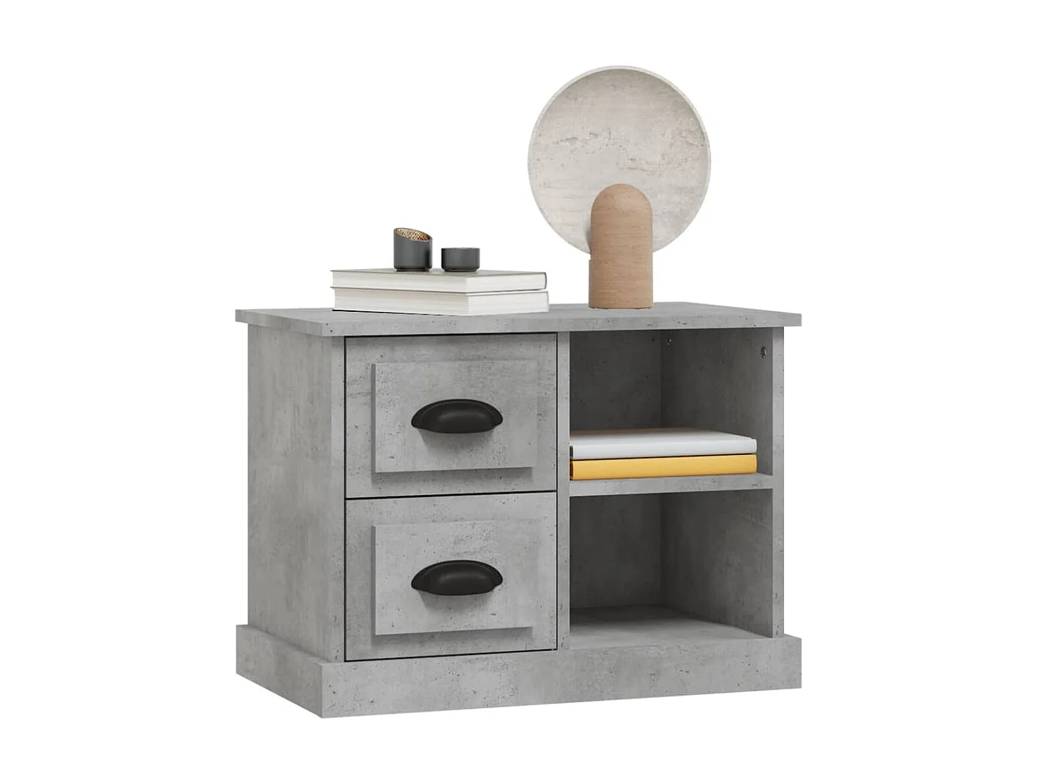 Table de chevet gris béton 60x35,5x45 cm
