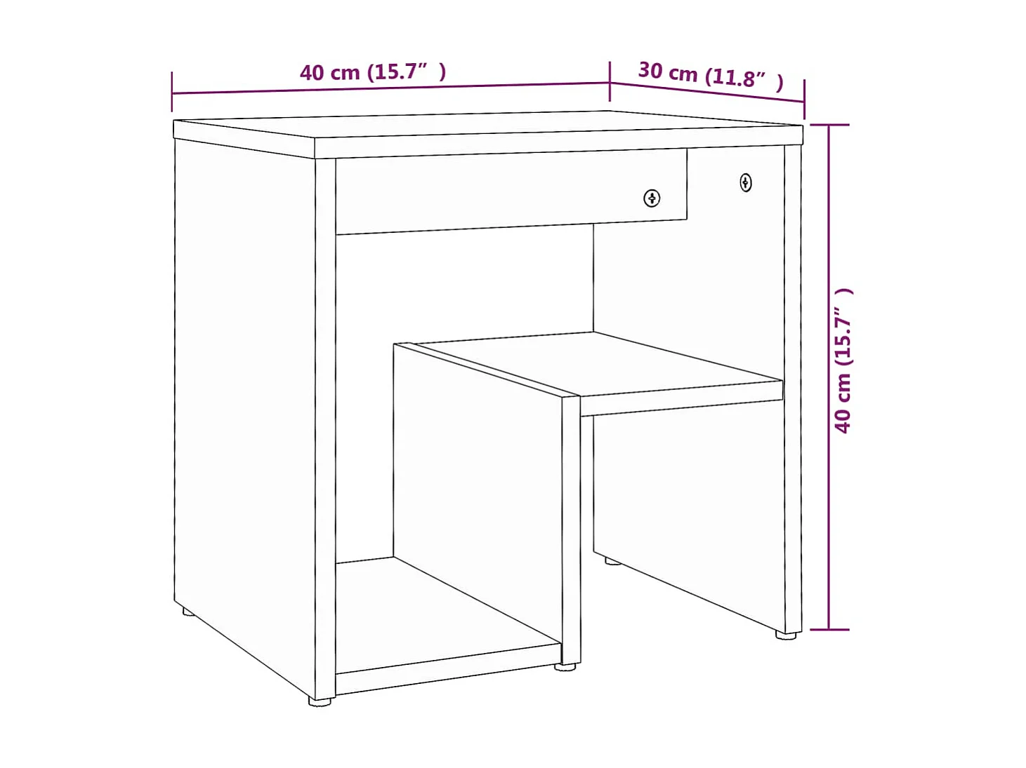 Tables de chevet 2 pcs Sonoma gris 40x30x40 cm Bois ingénierie