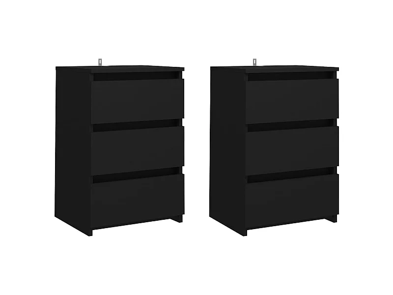 Nachtkastjes 2 stuks Zwart 40x35x62,5 cm Spaanplaat