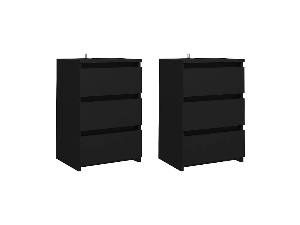 Tables de chevet 2 pcs Noir 40x35x62,5 cm Aggloméré