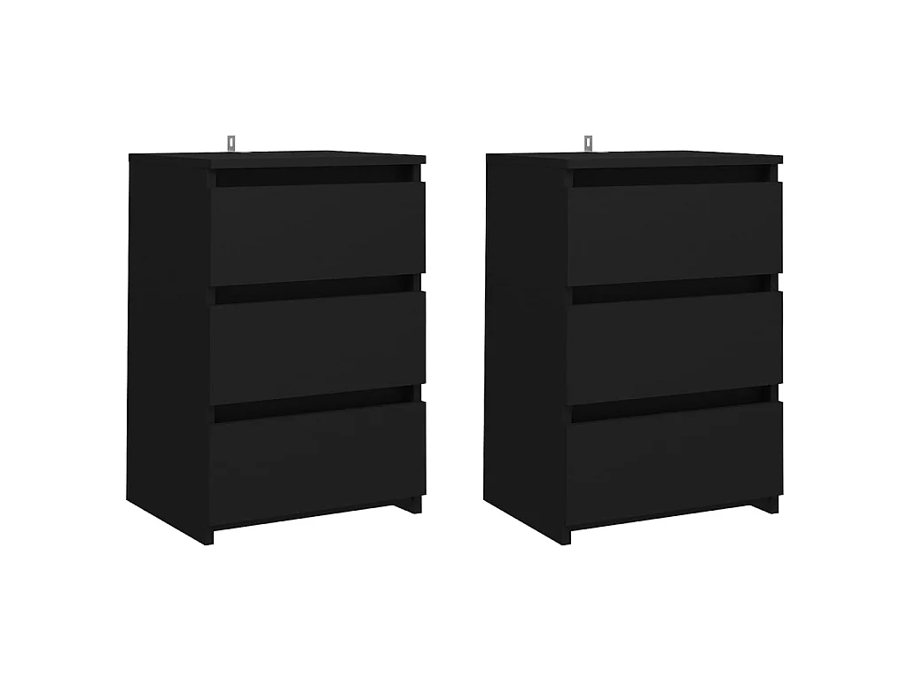 Tables de chevet 2 pcs Noir 40x35x62,5 cm Aggloméré