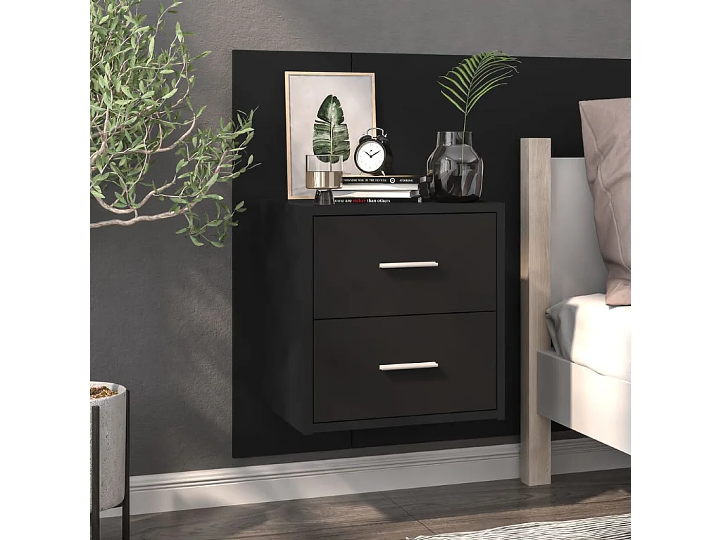 Nachtkastjes voor wandmontage 2 stuks Zwart