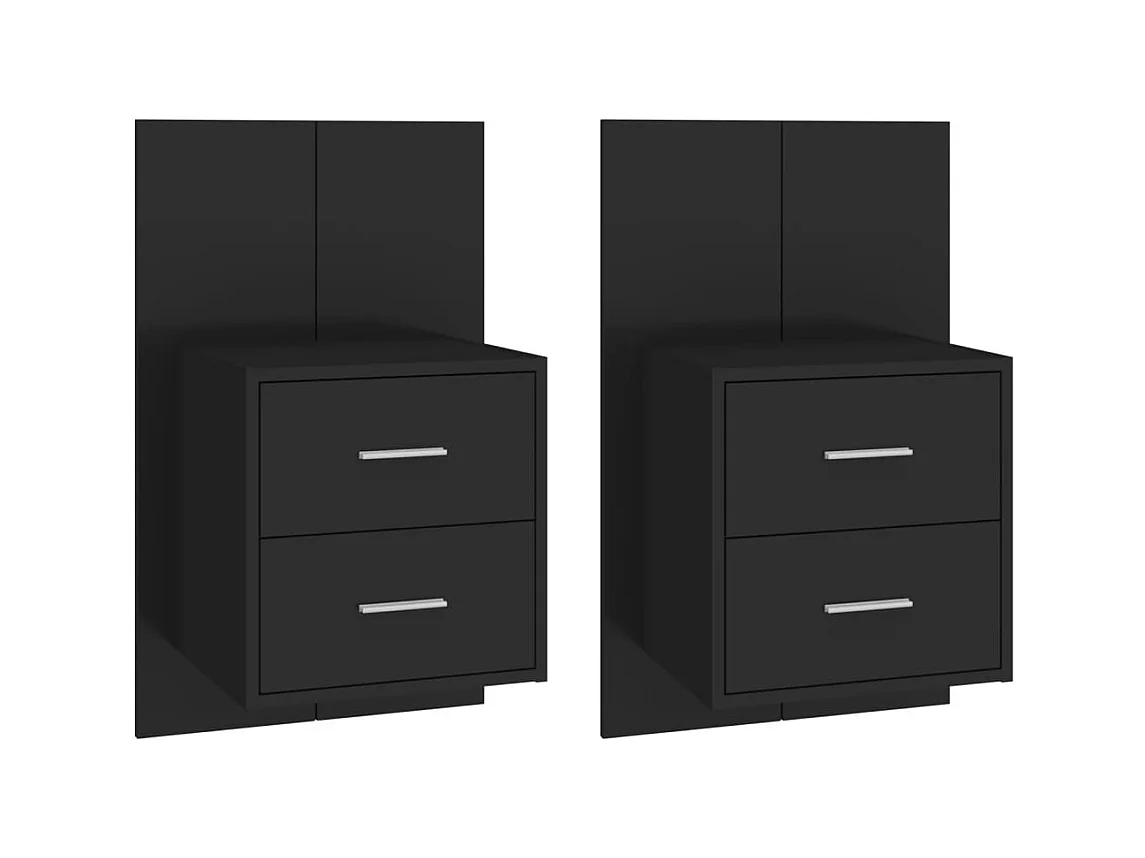 Tables de chevet murales 2 pcs Noir