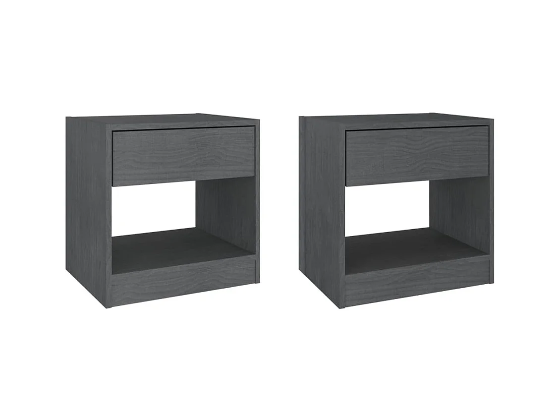 Tables de chevet 2 pcs Gris 40x31x40 cm Bois de pin massif