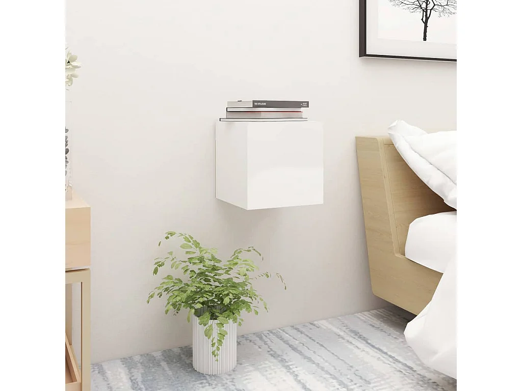 Mesa de cabeceira branco brilhante 30,5x30x30 cm aglomerado