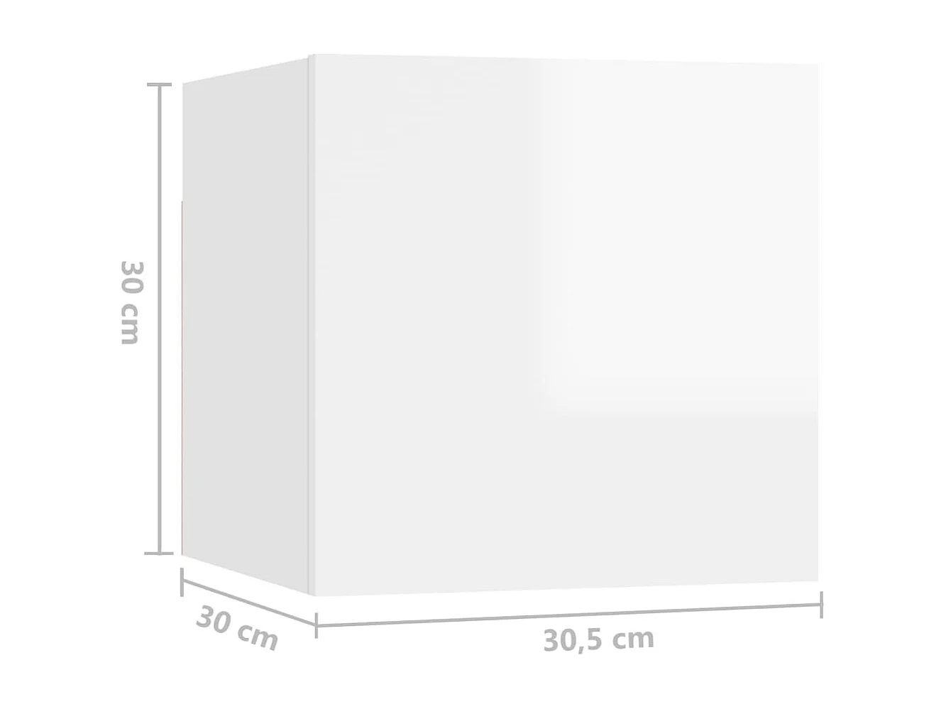 Mesa de cabeceira branco brilhante 30,5x30x30 cm aglomerado