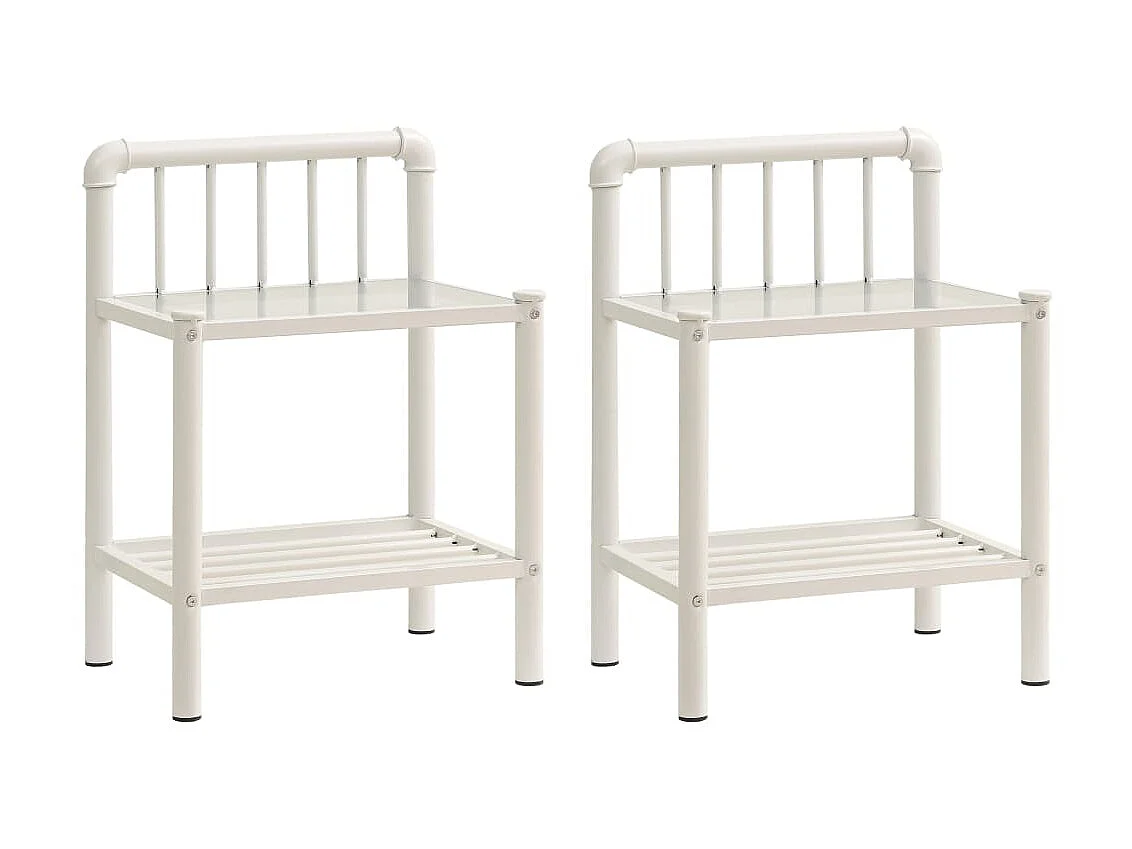 Tables de chevet 2 pcs Blanc et transparent Métal et verre