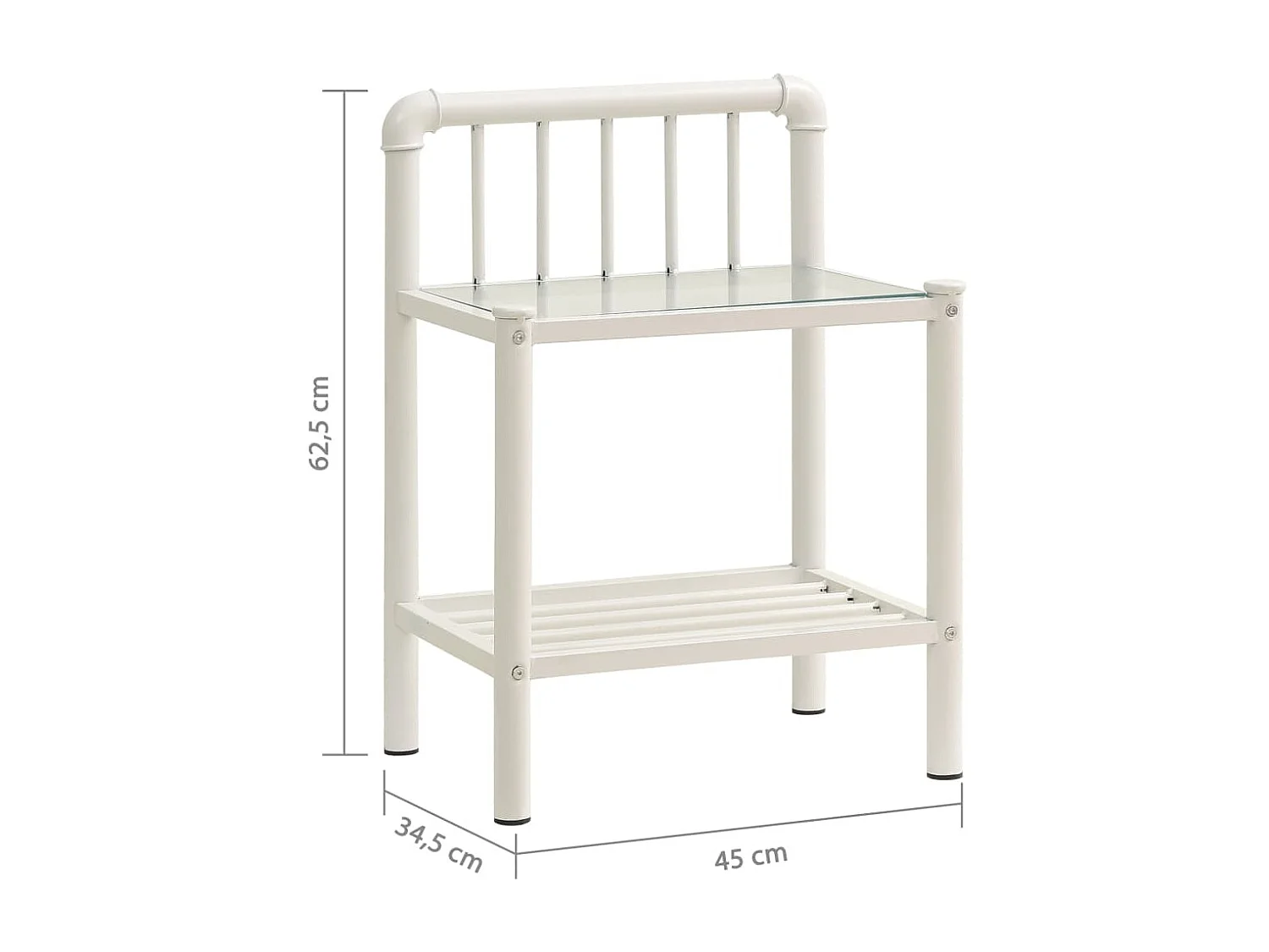 Tables de chevet 2 pcs Blanc et transparent Métal et verre