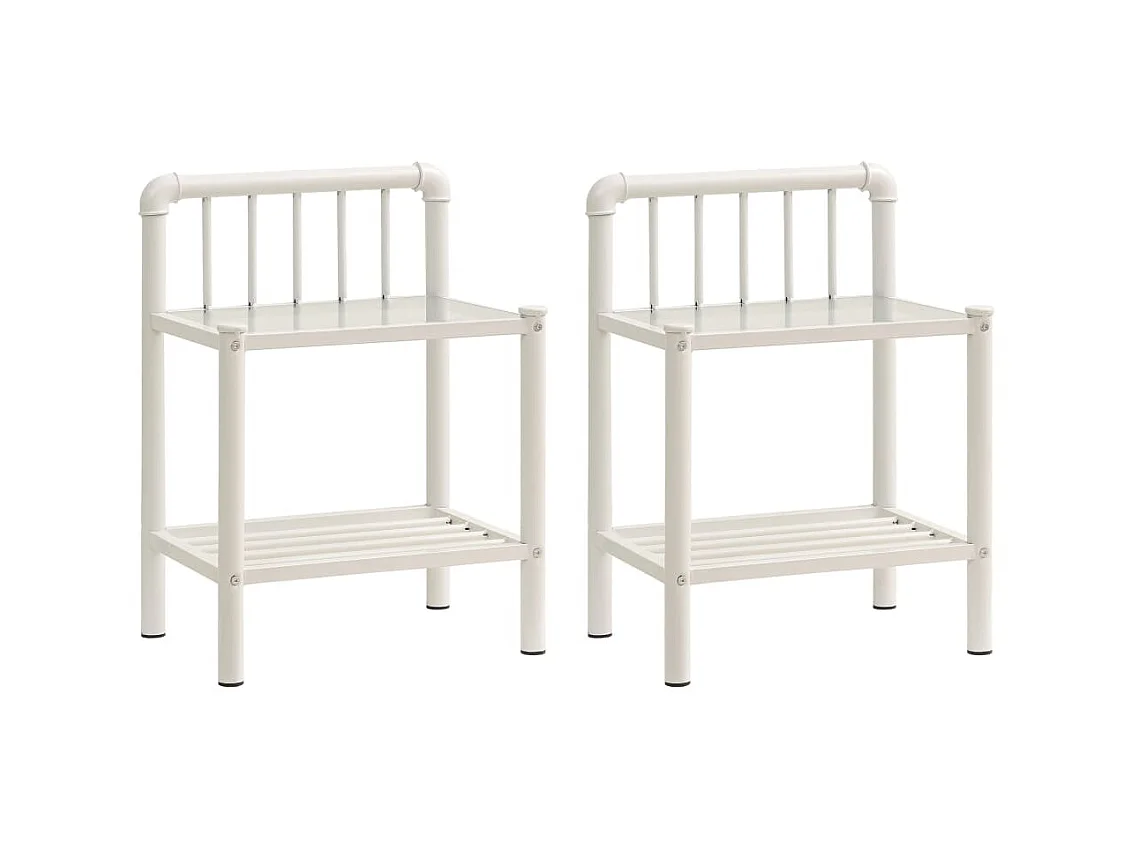 Tables de chevet 2 pcs Blanc et transparent Métal et verre