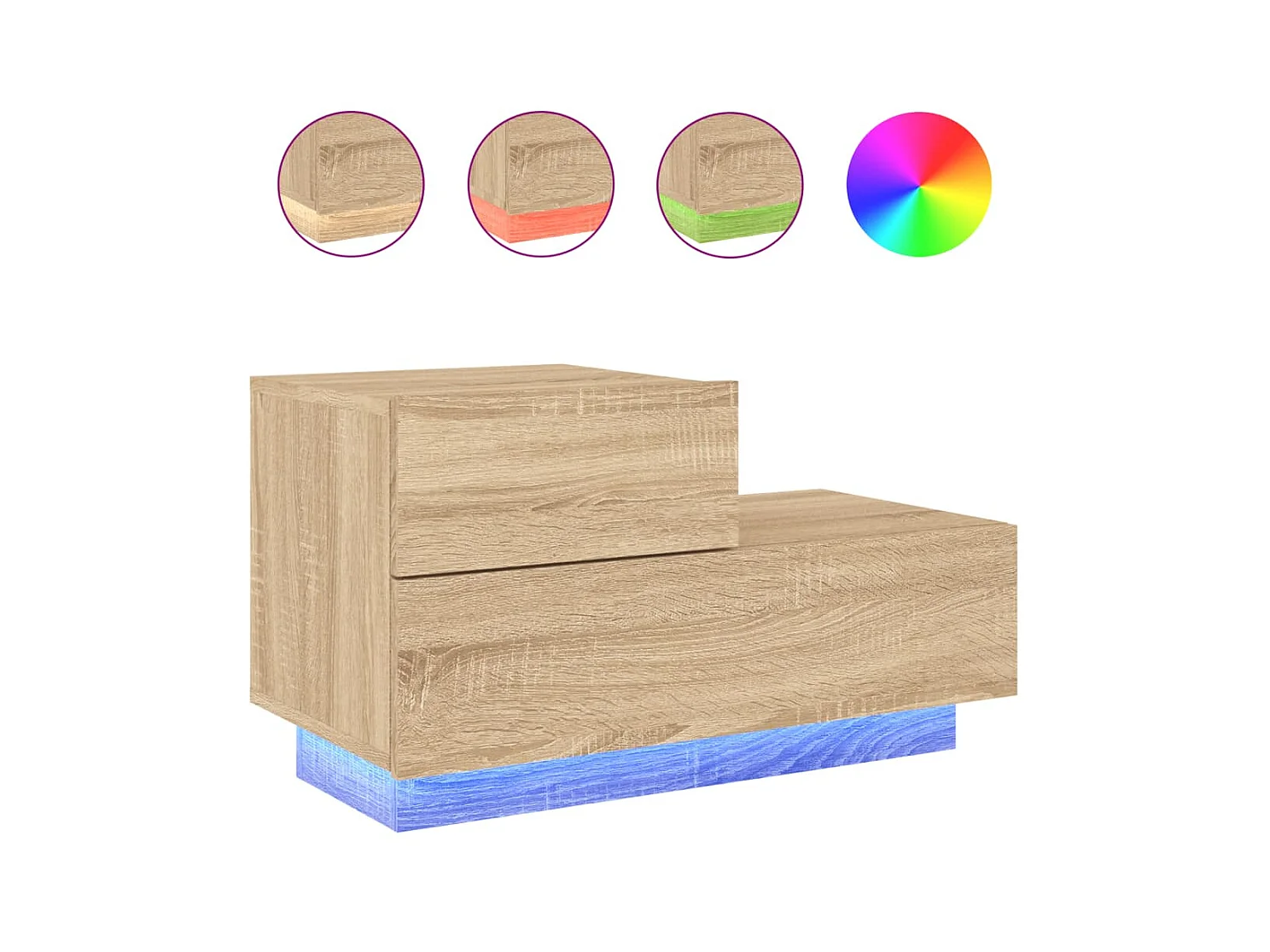 Nachttisch mit LED-Leuchten Sonoma-Eiche 70x36x40,5 cm