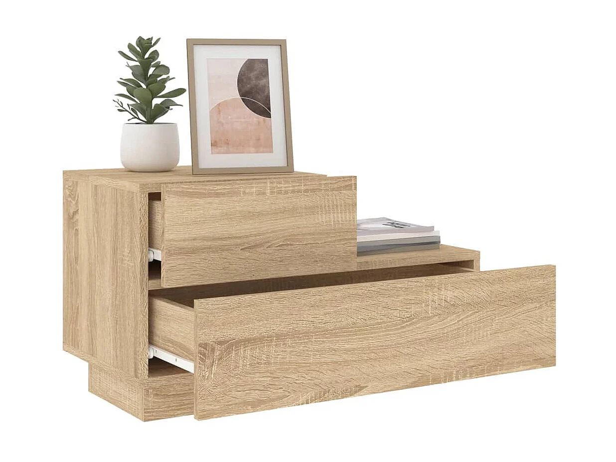 Table de chevet avec lumières LED chêne sonoma 70x36x40,5 cm