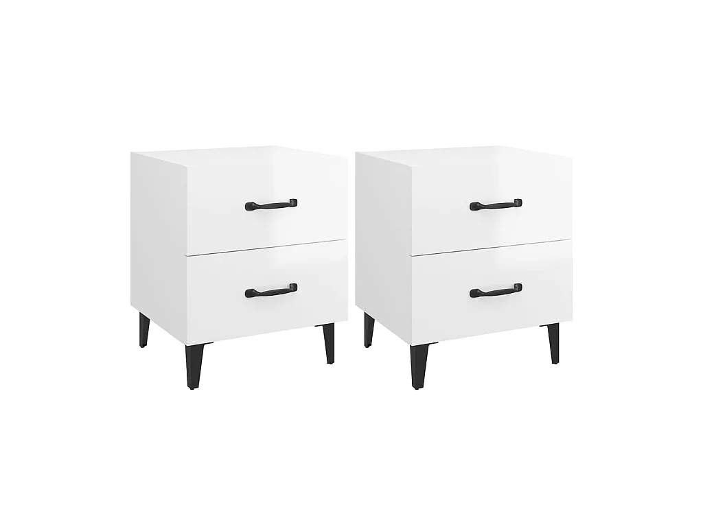 Tables de chevet 2 pcs Blanc brillant 40x35x47,5 cm