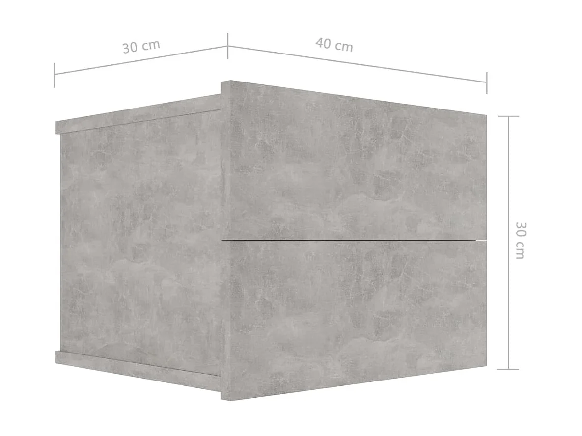 Mesa de cabeceira cinza concreto 40 x 30 x 30 cm aglomerado