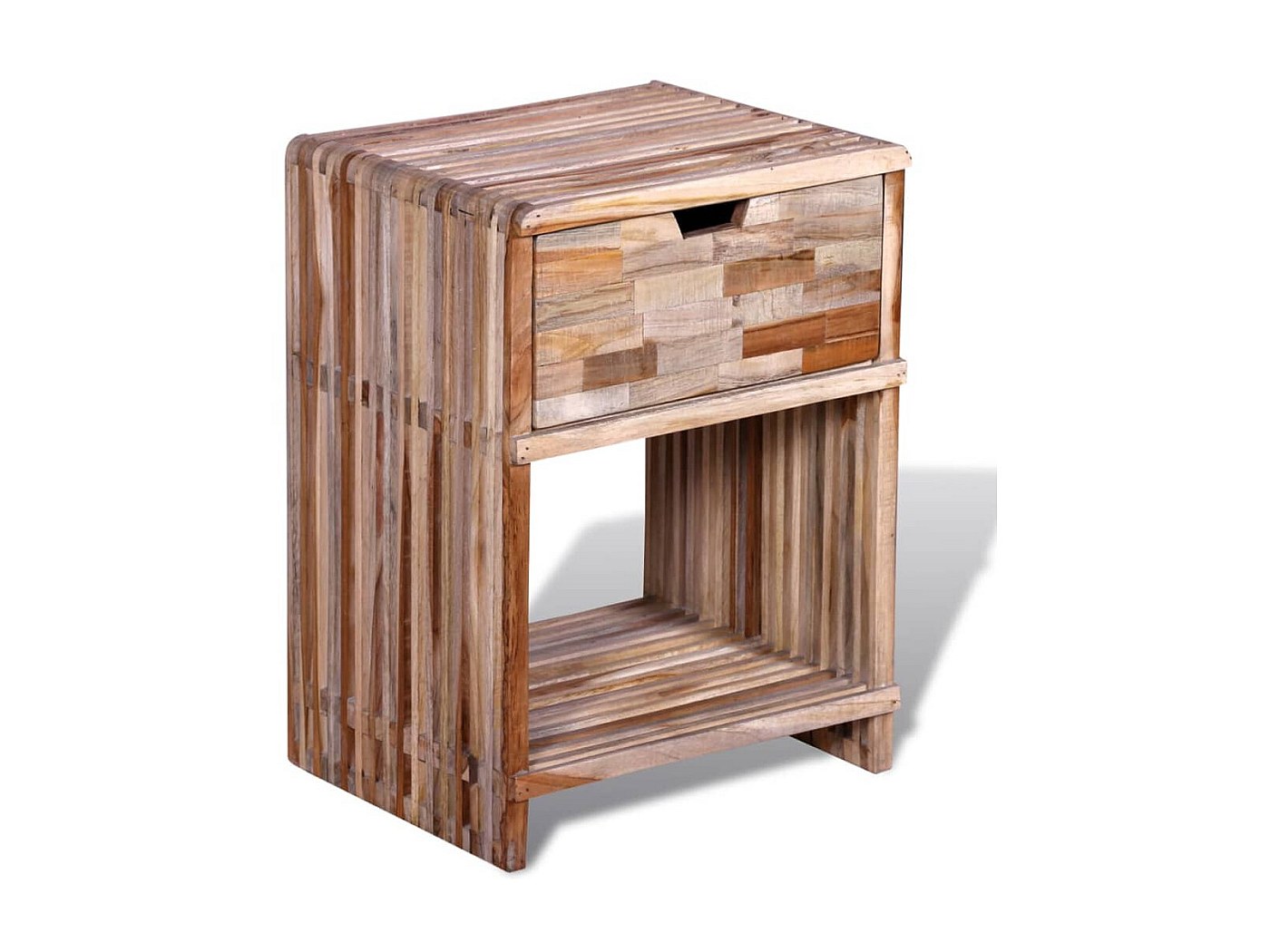 Comodino, piccolo comodino con cassetti, Comodino Rattan Naturale e